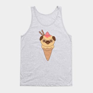 Kawaii Cute Pug Ice Cream Cone T-Shirt Tank Top